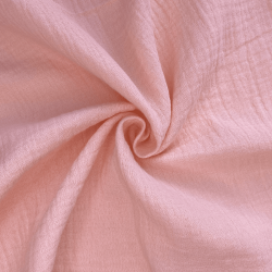 Ткань Муслин Жатый, цвет Нежно-Розовый (на отрез)  в Жуковском